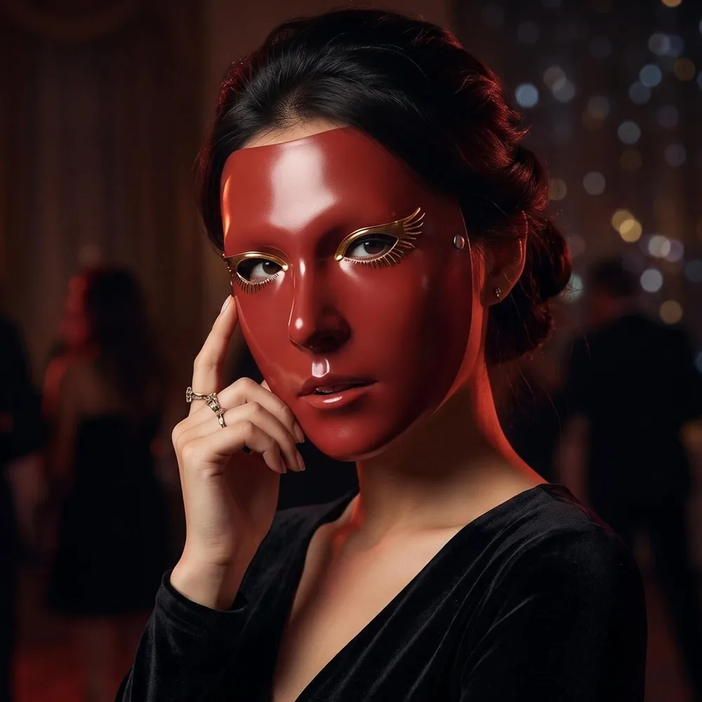 Rote Maskerade-Maske - Mardi Gras Abschlussball Party-Accessoire – Detail 1