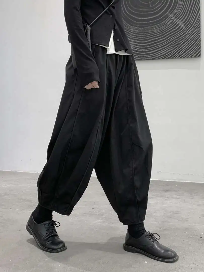 

High Elastic Waist Black Brief Long Wide Leg Pants New Loose Fit Trousers Women Fashion Tide Spring Autumn