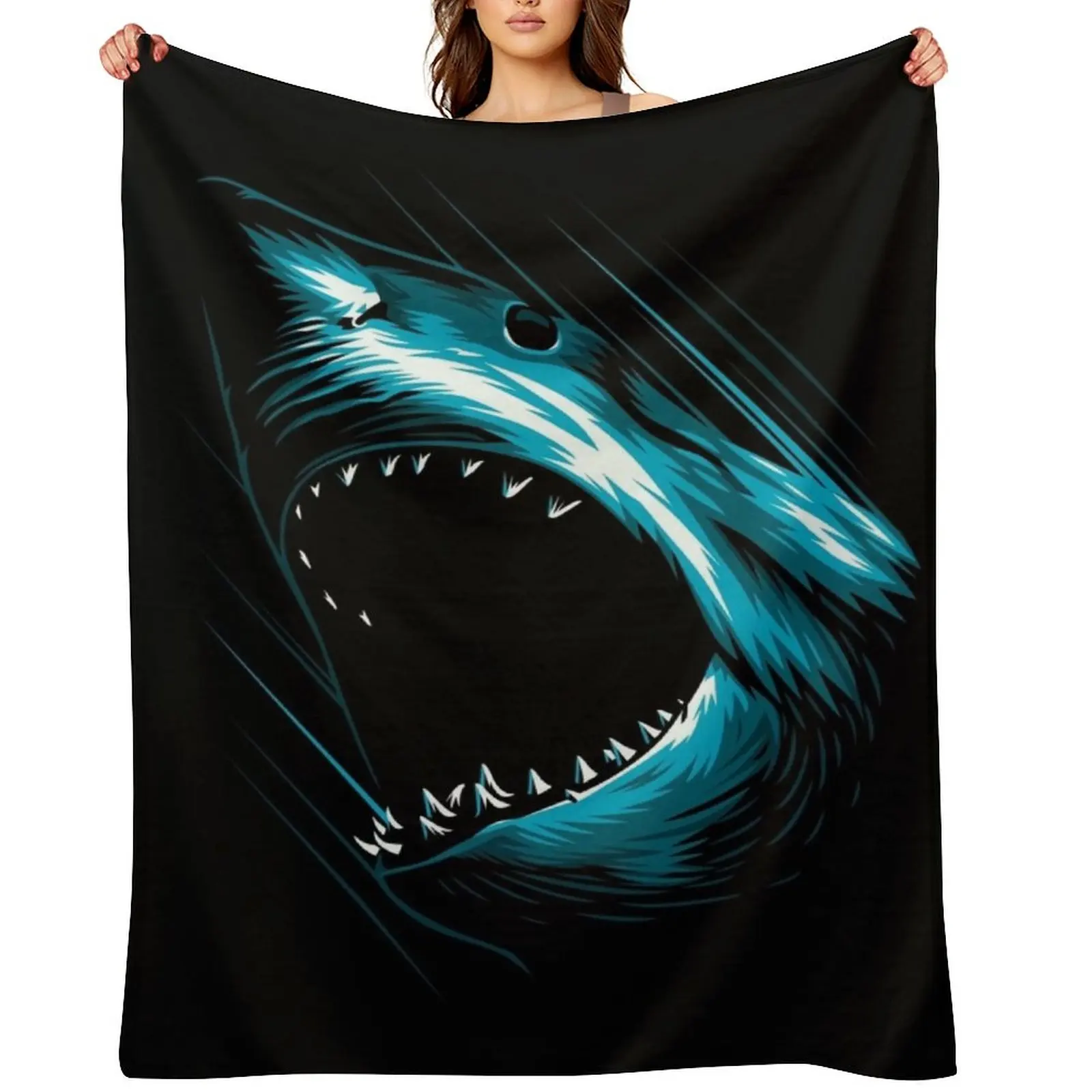 Megalodon attack Throw Blanket Designers Luxury warm for winter Comforter Bed covers halloween Blankets
