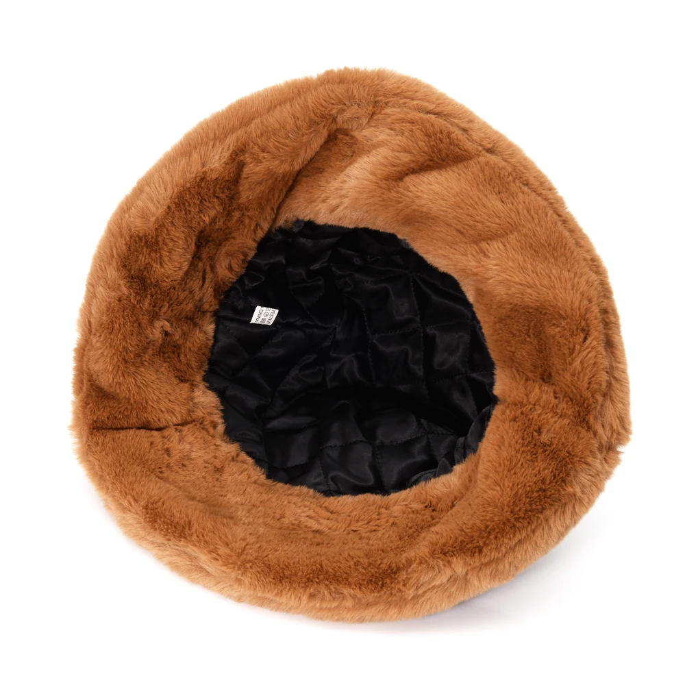 Herbst Winter Korea Faux Pelz Warme Eimer Hüte Frauen Mode Weichen Samt Breiter Krempe Fischer Hut Damen Outdoor Furly hut – Detail 10