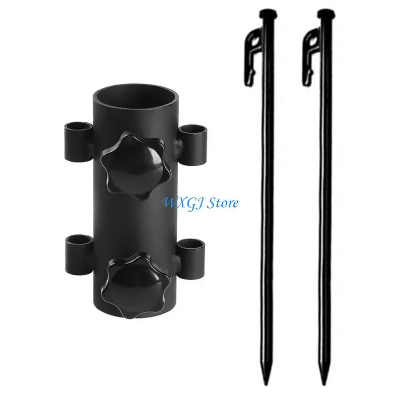 37JE Camping Tent Rod Holder Canopy RodFixed Tube Stand with Tent Peg Easy Install