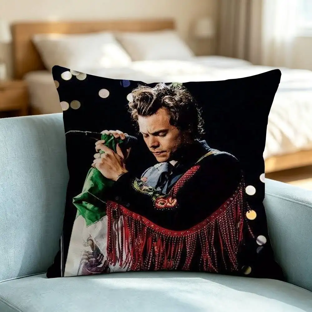Harry Styles Folk Pop Pillow Case Square Double-Sided Sofa Cushion Cover Bedroom Bedside Pillow Gift