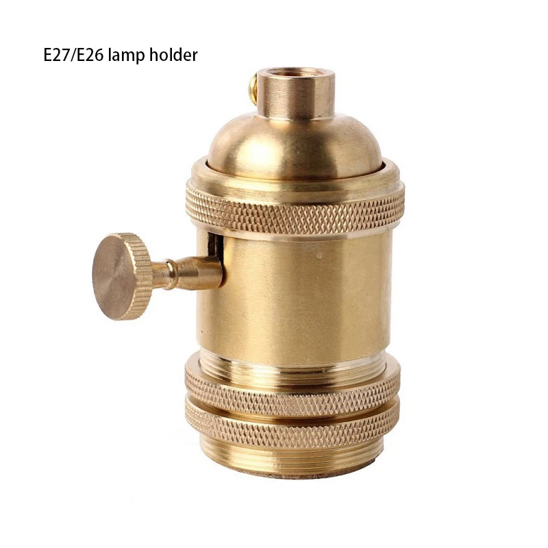 E27 retro lamp head E26 copper lamp head dual ring retro pure copper lamp head with switch wall lamp accessories