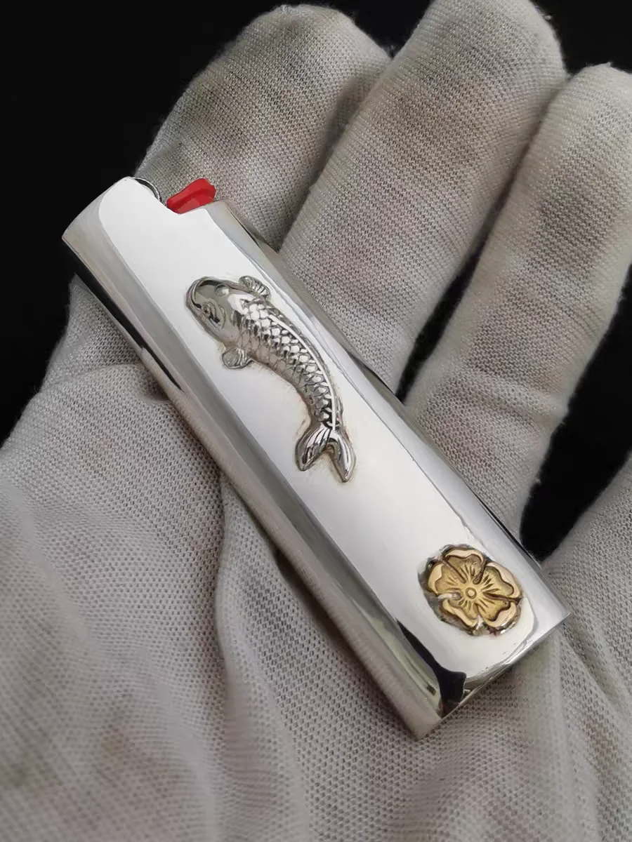 1PC 925Silver Handmade inlay Lighter Case Cover Fits Bic J3 J5 Lighter Case Cover Shell   High-End Giftll