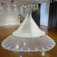Amanada Novias luxury lace border long wedding veil