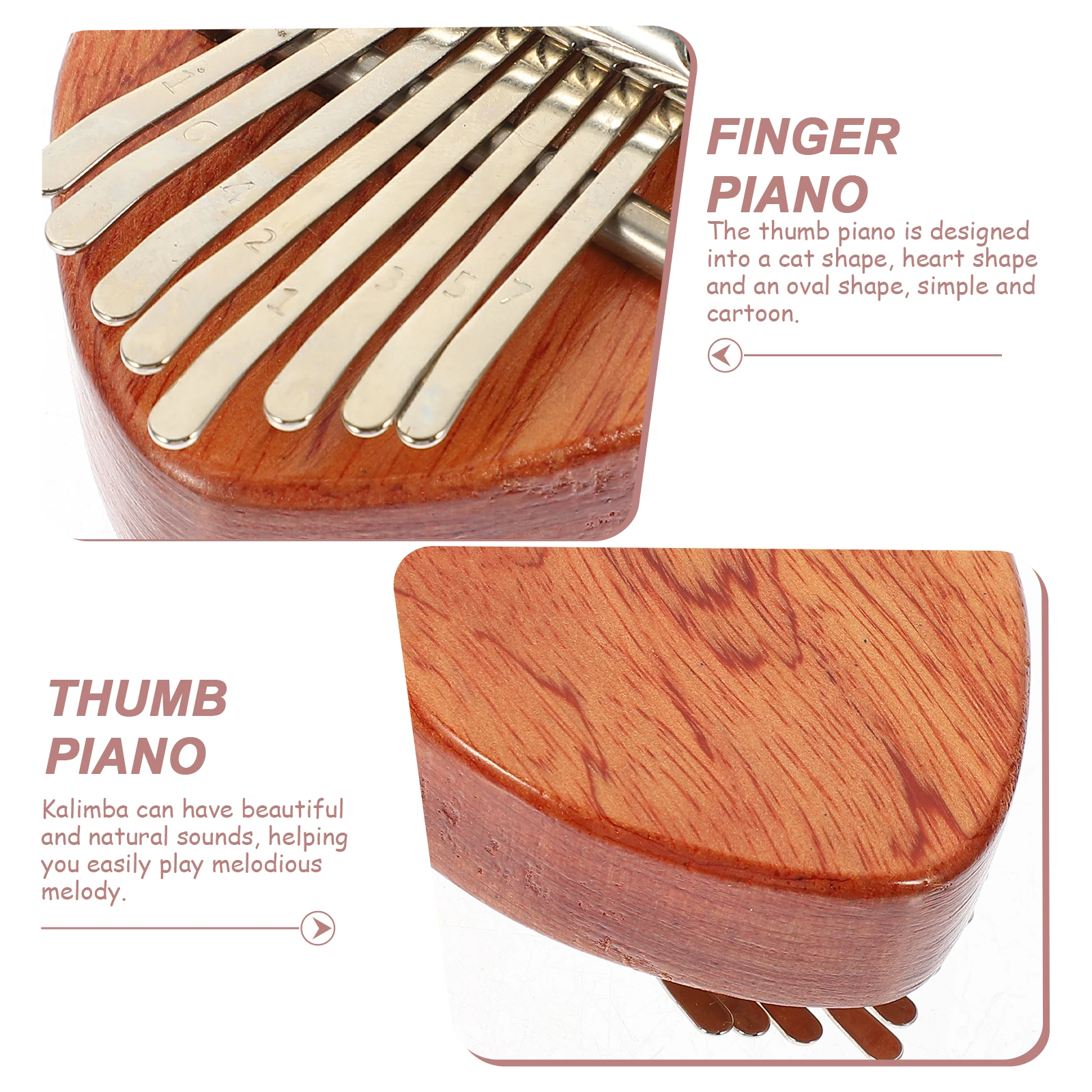 

3Pcs Wooden Thumb Piano Kalimba 8-Note Mini Kalimba Portable Finger Instrument for Beginners Kids Music Play Small Finger Piano