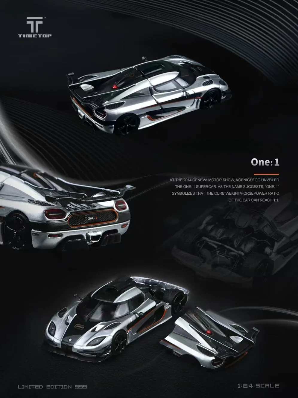 TIME TOP 1:64 one1 SilverLimited999 Druckguss-Modellauto