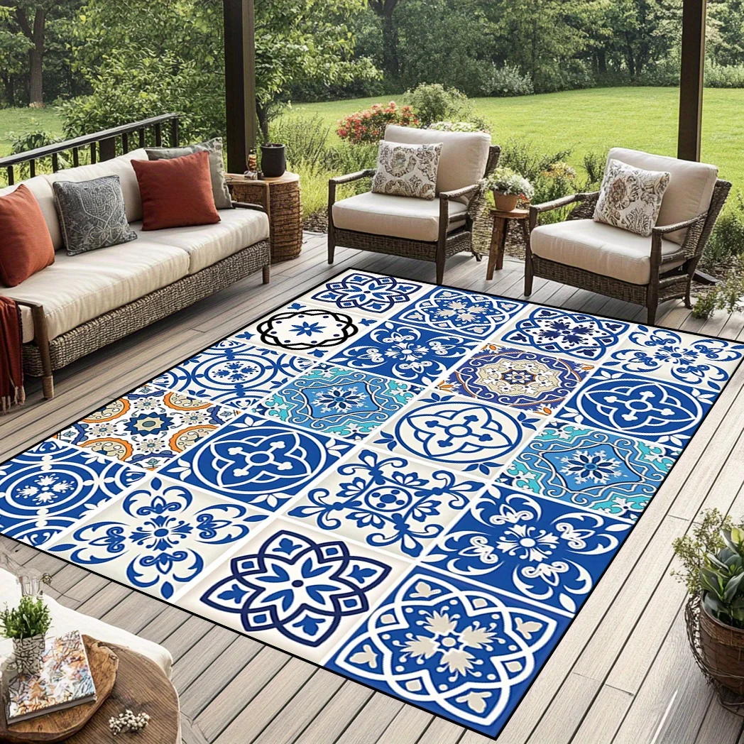 

Vintage Mandala Style Area Mat - Easy Clean, Non-Slip, Large Size Indoor/Outdoor Mat for Patio, Garden, Courtyard, Bed