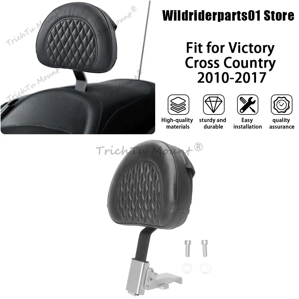 For Victory Magnum Cross Roads Models 2010-2017 Motorcycle Accessory Adjustable Plug-in Driver Seat Backrest Black PU Leather