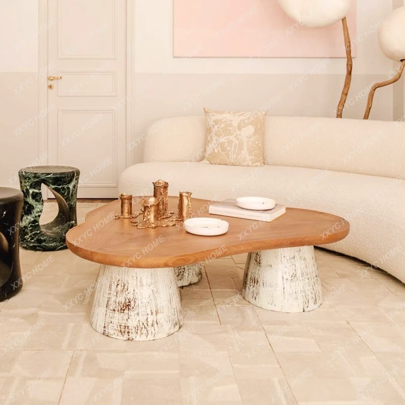 X-S silent wind solid wood coffee table personalized special-shaped tea table irregular old simple bed and breakfast living room
