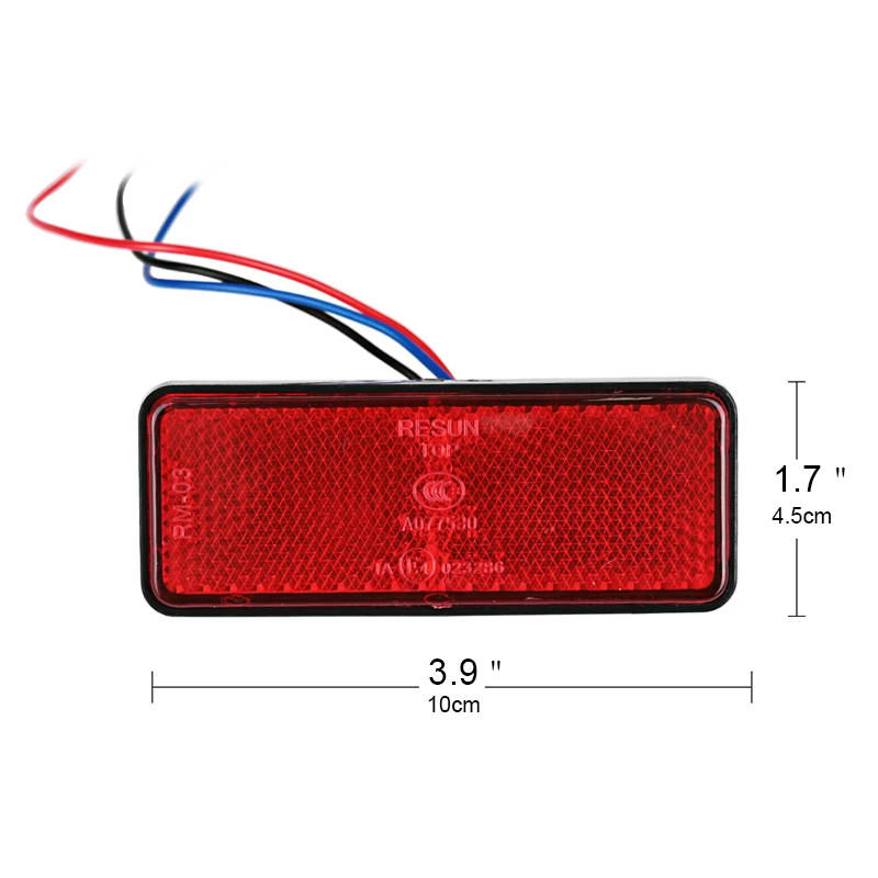 Urbanroad 1Pcs Motorcycle Reflector Tail Brake Rectangle Turn Signal Light Lamp 24 LED Reflectors for Truck Side Warning Lights