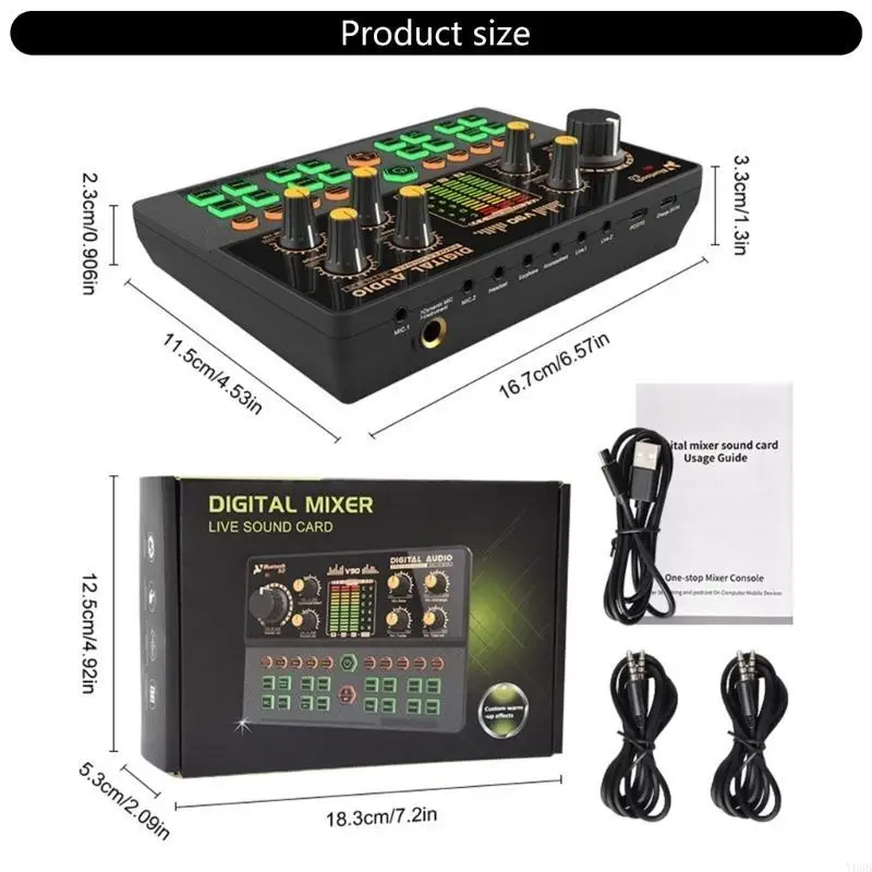

Y08B V90 Sound Card Live External Sound Mixer Board for Professional Recording Use