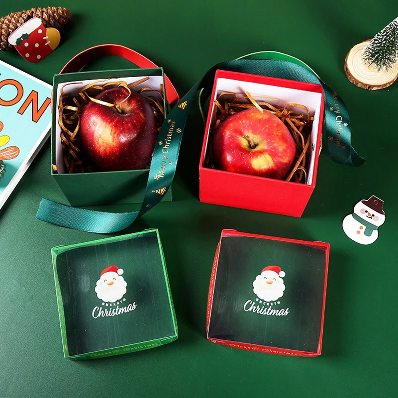 Christmas Portable Apples Box Christmas Eve Transparent Gift Box Empty Box Christmas Candy Gift Sub Packaging Box