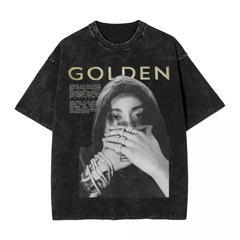 Washed T shirt golden moments jungkooks hip hop T-shirt oversize streetwear short sleeve graphic tops tee shirt men women