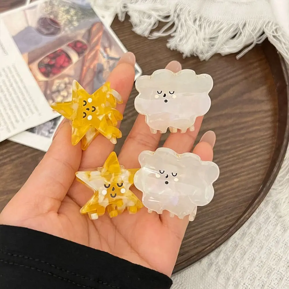 New Small Acetate Star Cloud Hair Claw Mini Hair Clips Sweet Girls Knot Bread Hairpins Croissant Hairgrips Korean Women Children