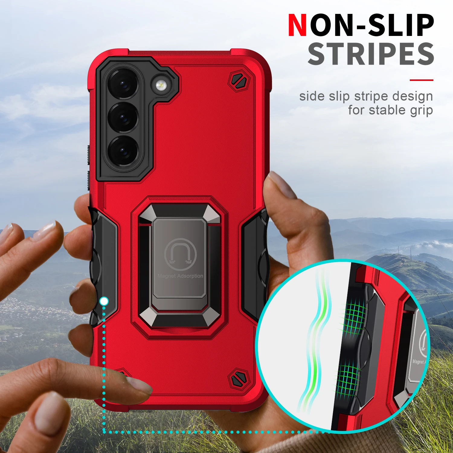 حافظة لهاتف سامسونج جالاكسي S25 الترا بلس حامل مغناطيسي لهاتف سامسونج S24 S23 S20 FE S22 S21Ultra Plus غطاء مدرع مقاوم للصدمات