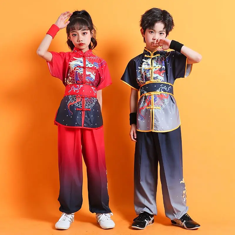 2024 new chinese children's day martial arts performance set chinese kids outfit tai chi costume unisex wushu training clothes