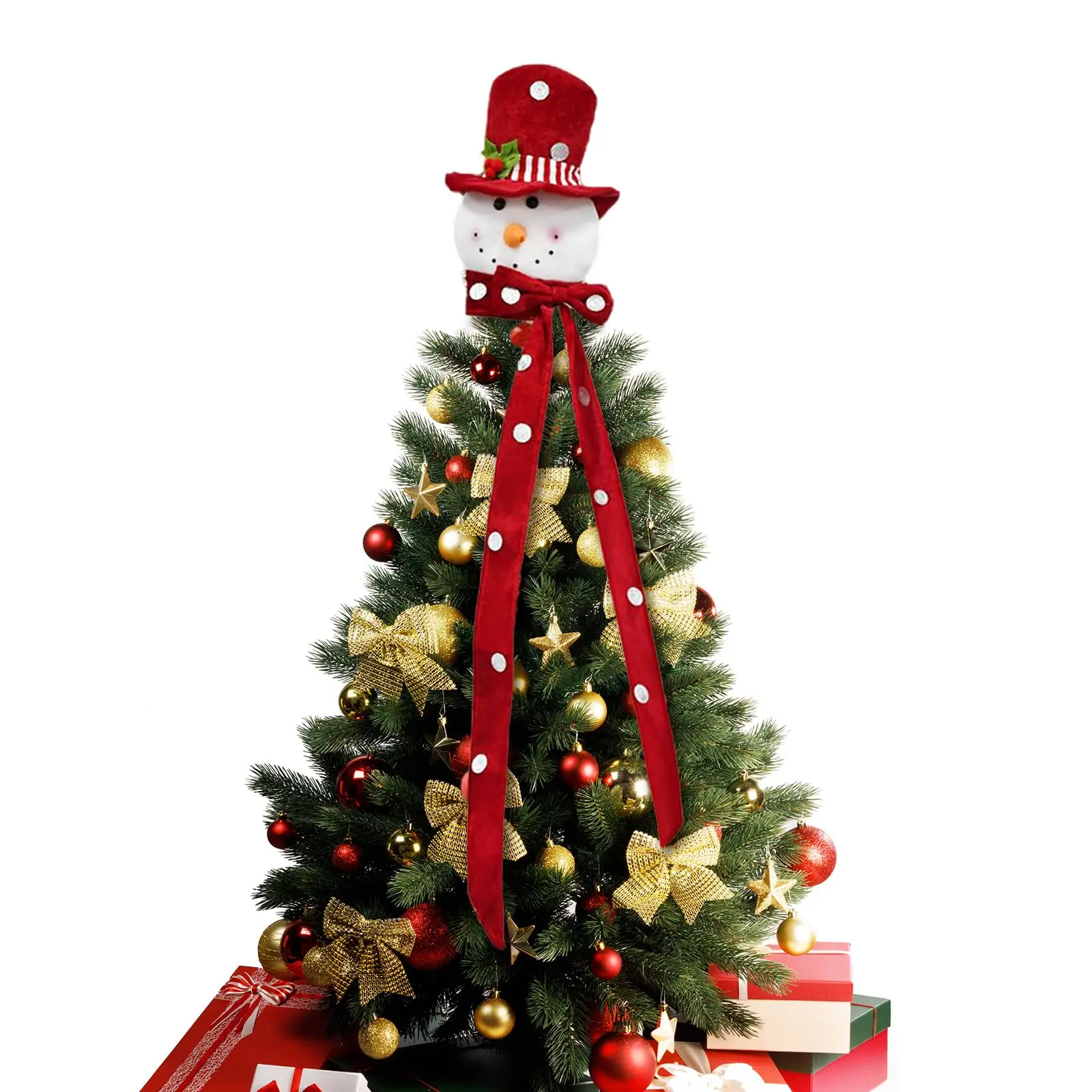 Snowman Christmas Tree Topper Large Plush Decorations Top Hat Snowman Head Ornament for Xmas Indoor Outdoor Home Holiday Party