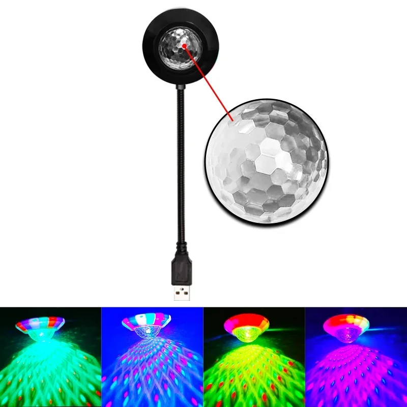 USB LED DJ Light Dynamic RGB Magic Ball Music Rhythm Pickup Lamp WIth For Home Decor Festival Gift Party Car Ambient Lighting