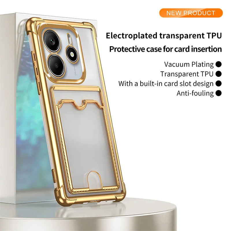 Einfarbig Überzug Grenze Brieftasche Karte Slot Weiche TPU Telefon Fall Für Xiaomi 14T 11T 13T Pro redmi Hinweis 13 11 12 14 Pro Zurück Abdeckung