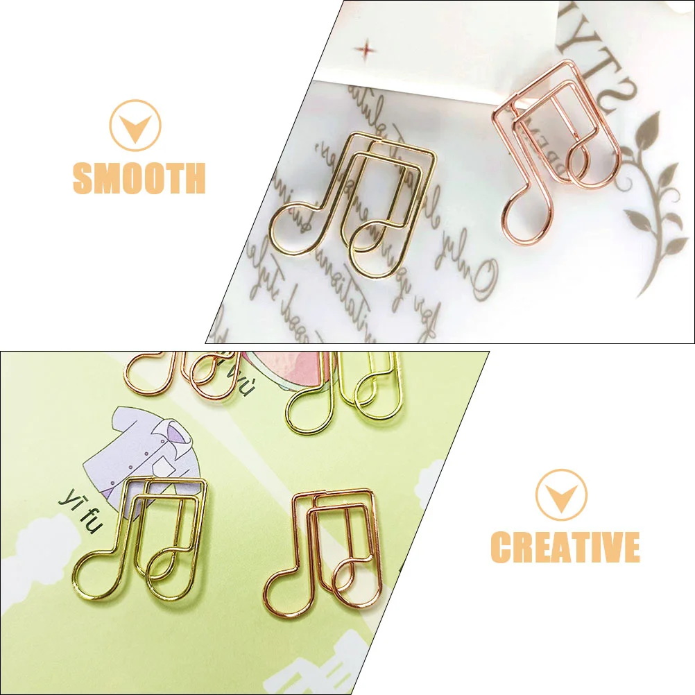 40 Pcs Moon Note Paperclip Clips Music Paperclips Colorful Metal Marking for Office