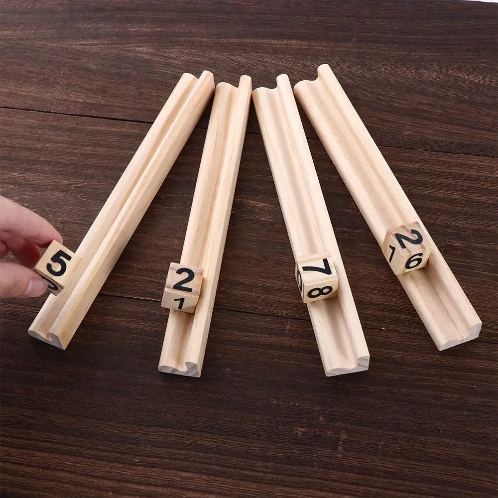 Professional Player Domino Games Wooden Mahjong 4 Racks Domino Holders Mexican train Domino Trays Holders Wood Domino Racks