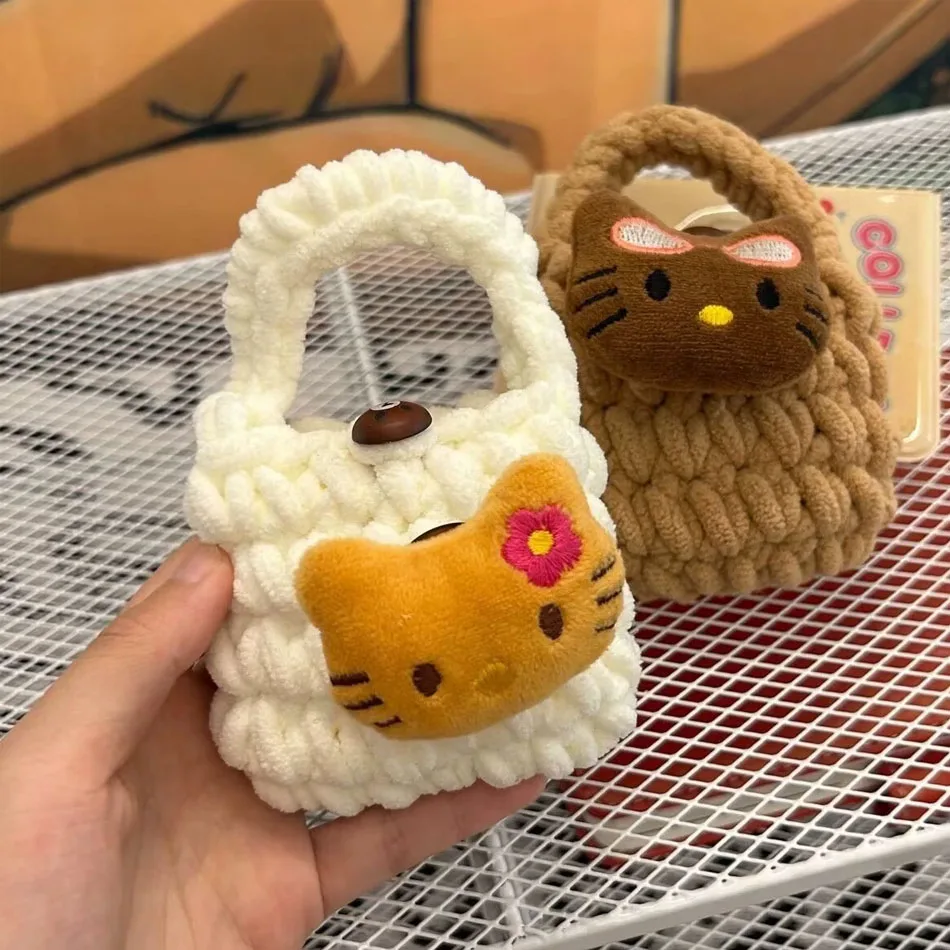 

New Kawaii Sanrio Hello Kitty Hawaii Black Kitty Shockproof Earphone Case Earphone Protector Mini Coin Purse Gift for Girls