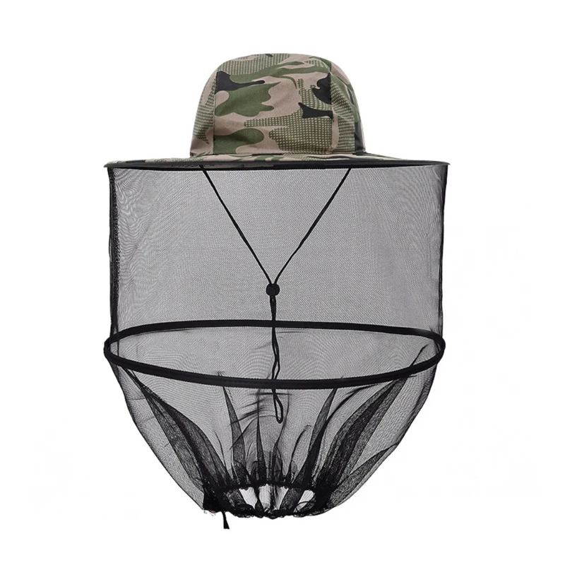 Fishing with Net Hat, Portable Men Sunscreen Bucket Hat Lightweight Camping Hiking Breathable Net Yarn Hat