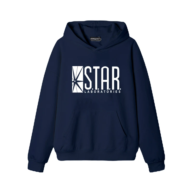 เสื้อฮู้ดพิมพ์ลายโลโก้ Star Lab รุ่นขายดี แฟชั่นฤดูใบไม้ร่วง/ฤดูหนาว สไตล์ลำลองย้อนยุคทรงหลวมสำหรับผู้ชายและผู้หญิง เสื้อฮู้ดผู้ชาย
