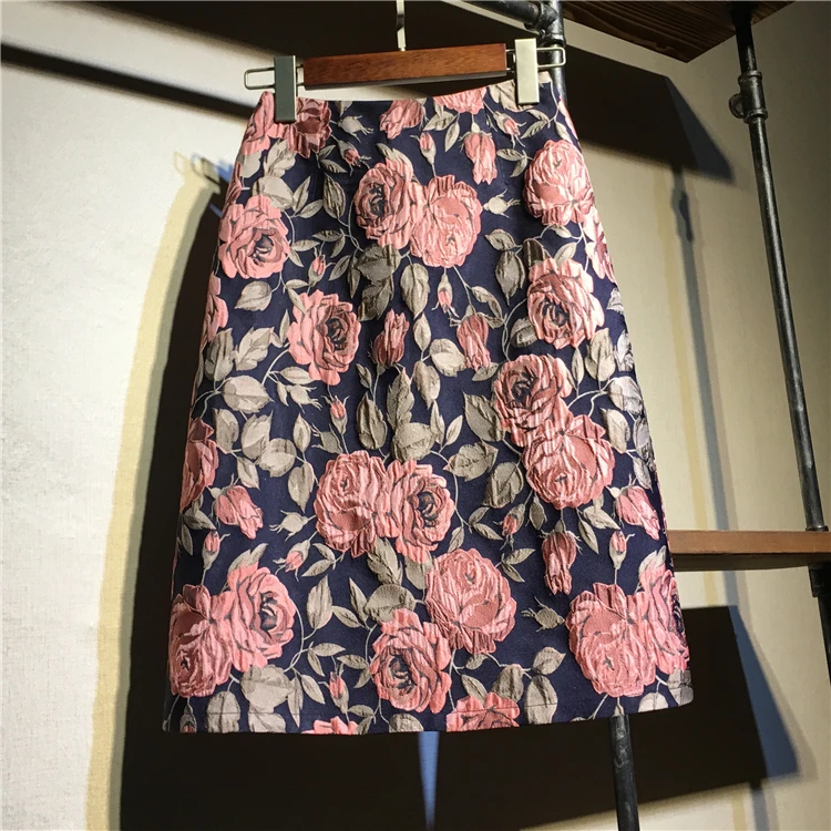 Summer Spring Fashion Flower Jaquard Lady Girl Slim Mini Short Skirts A Line Kawaii Cute Street Chic Boho Saia Bottoms