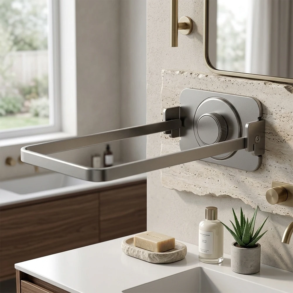 Bathroom Storage Rack Wall Mounted Rack For Humid Bathroom Use Robust Carbon Steel Humid Environment Resistant