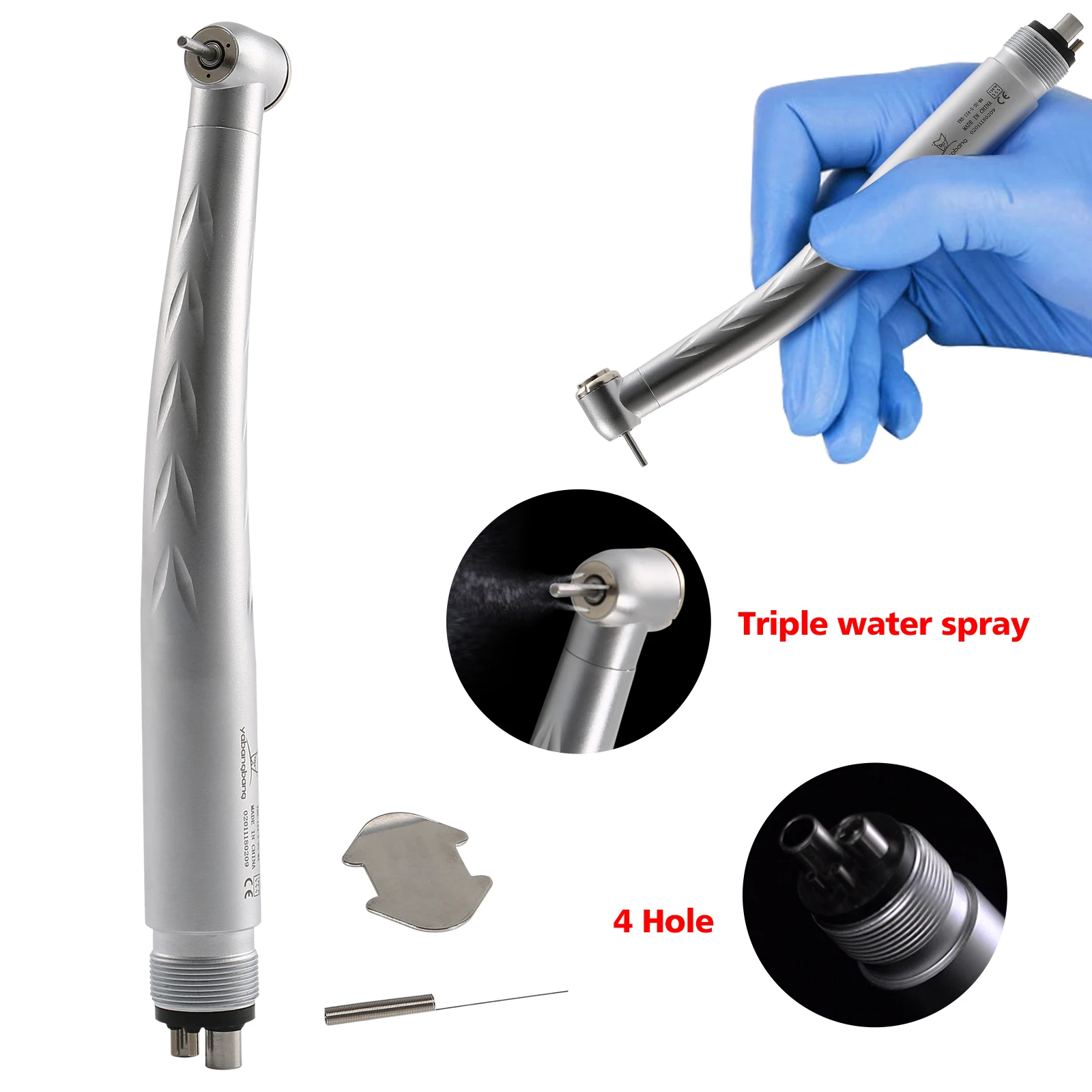 

Dental High Speed Hand piece Push Button Chuck Dental Drill 4 Hole 3 Water Spring Standard Head Rotor Free Shipping