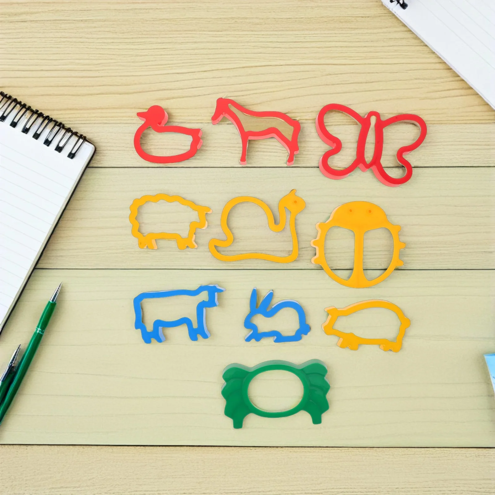 Accessoires de jeu de pâte colorés, moules en argile, ensemble de coupe-fruits d'animaux pour enfants, bricolage, activités artisanales d'apprentissage, 10 pièces