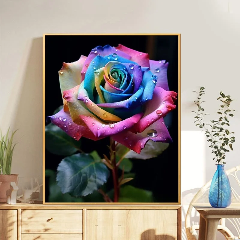 

New 2026 Diamond Painting Handmade Rose Cross Stitch Landscape Floral Decorative Artwork for Living Room Bedroom