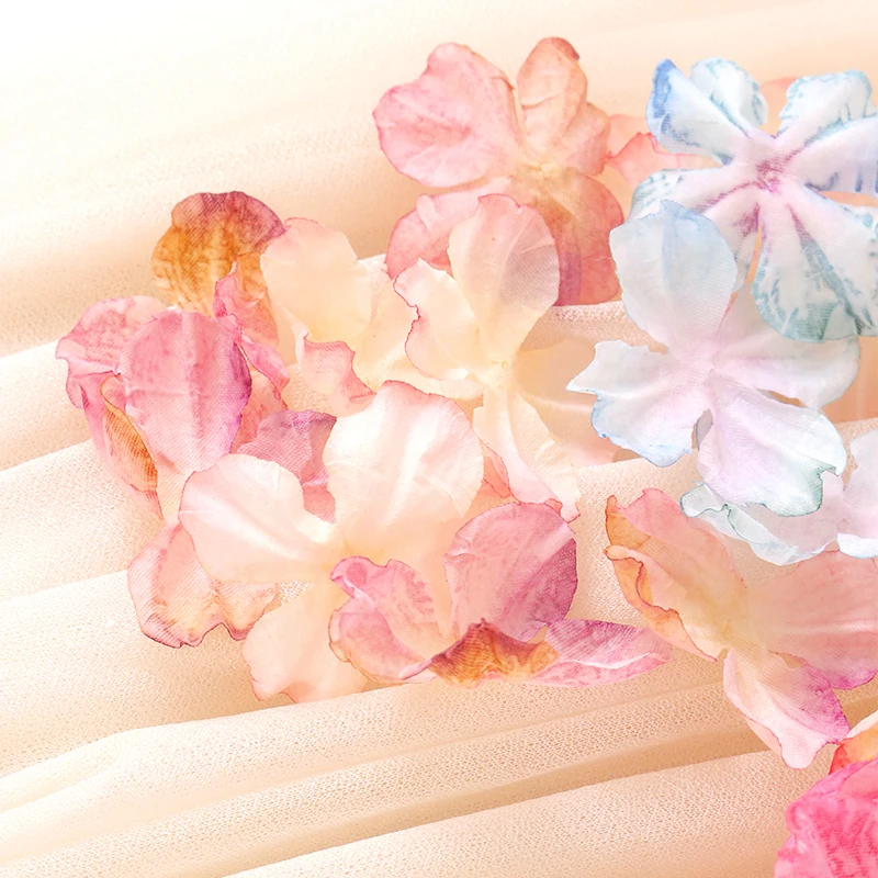 50/10 Stück künstliche Hortensienblütenköpfe für die Dekoration von Wohnräumen, Partys, Gärten, Hochzeiten, Bastelarbeiten und zur Herstellung von Blumenkränzen. – Detail 3