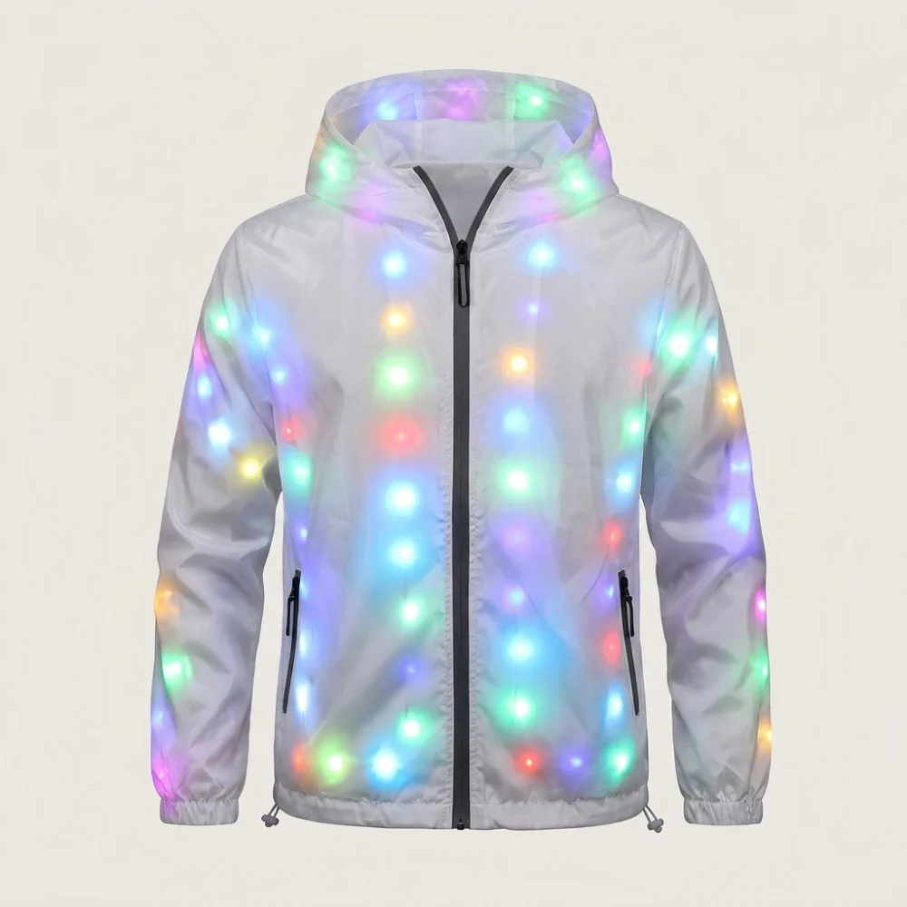 

Luminous LED Light Up Jacket For Men Rave Performance Costume Halloween Party Clothes Night Running Glow Tron Dance Wear