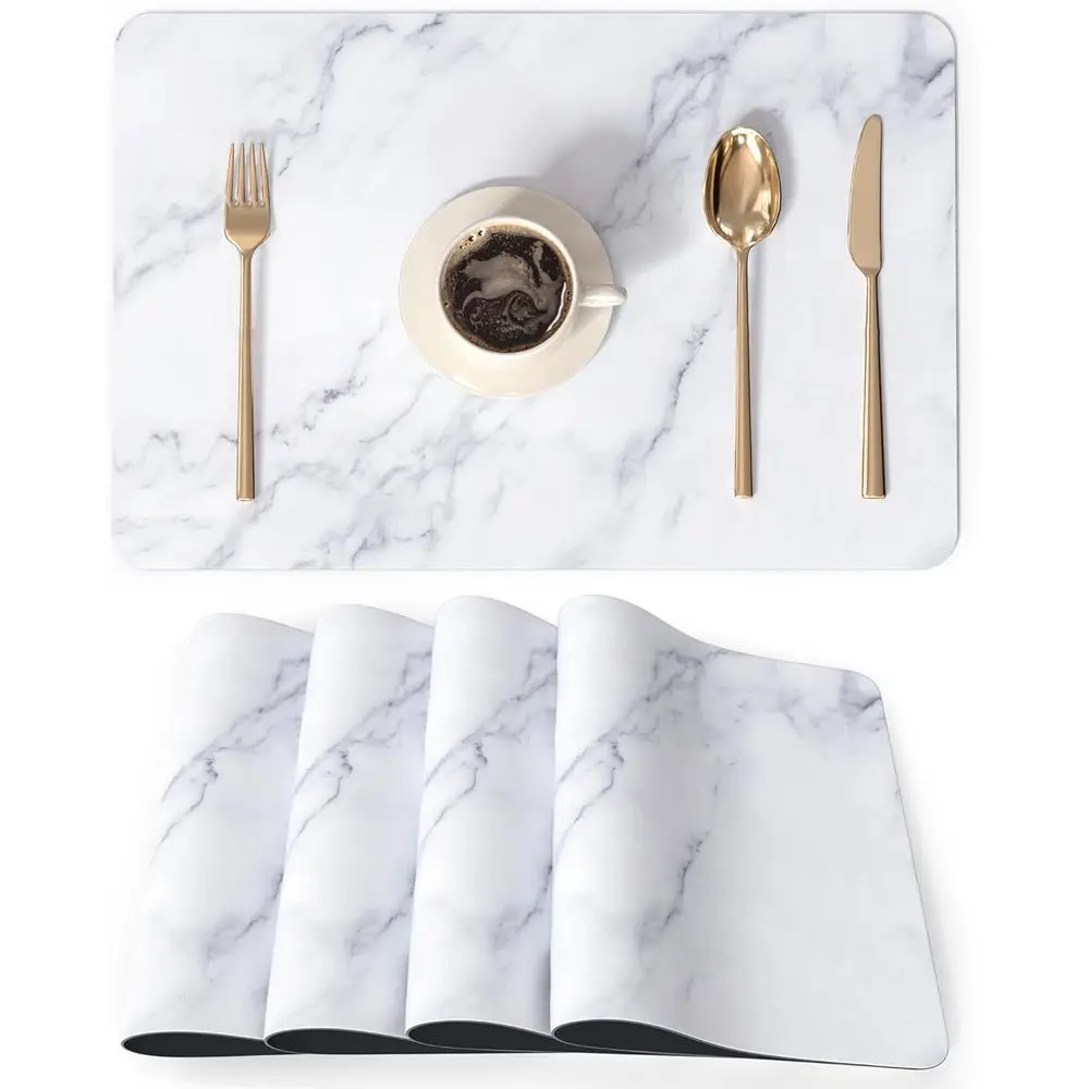 

Placemats Set of 4, 12x18 Inch PU Leather Place Mats for Kitchen Dinning, Heat Resistant Anti Slip Table Mats, Waterproof Wipeab