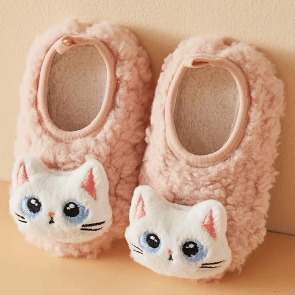 زوج من شباشب الأطفال الشتوية الدافئة للأولاد والبنات، نعل مضاد للانزلاق، أحذية مريحة للأطفال الصغار، أحذية أطفال ناعمة لممارسة المشي