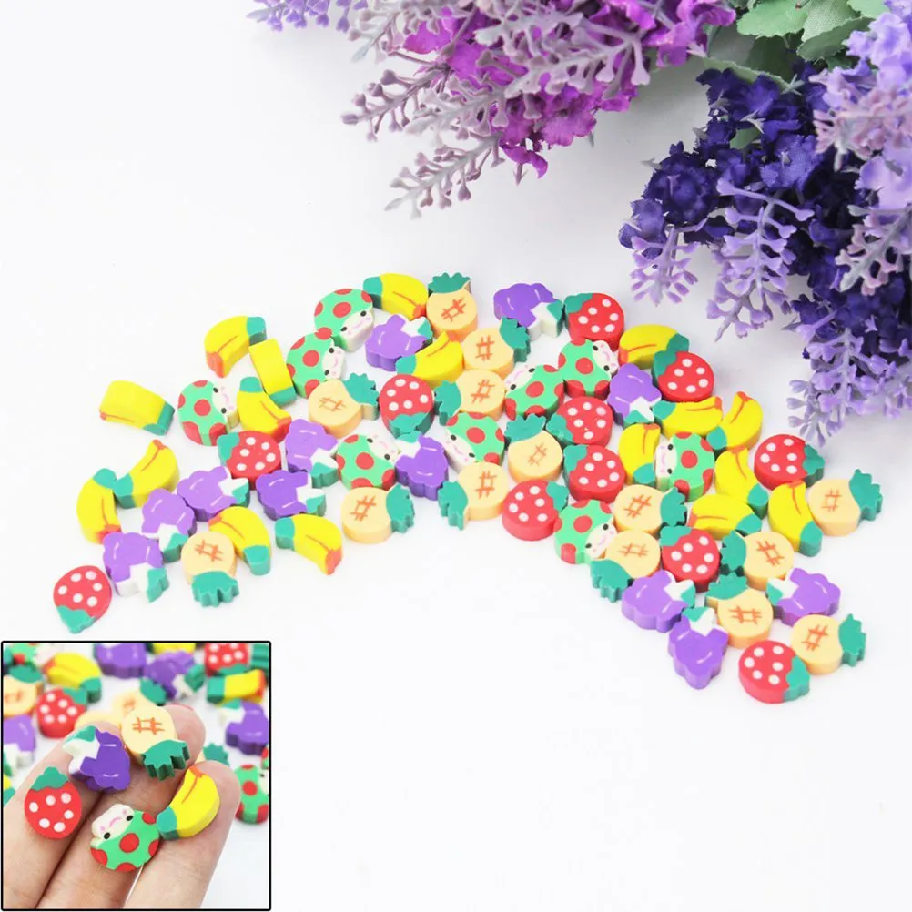 50Pcs Fruit Shaped Erasers for Students Safe Non Toxic Clean Rubber Erasers Cute Fruit Designs Grape