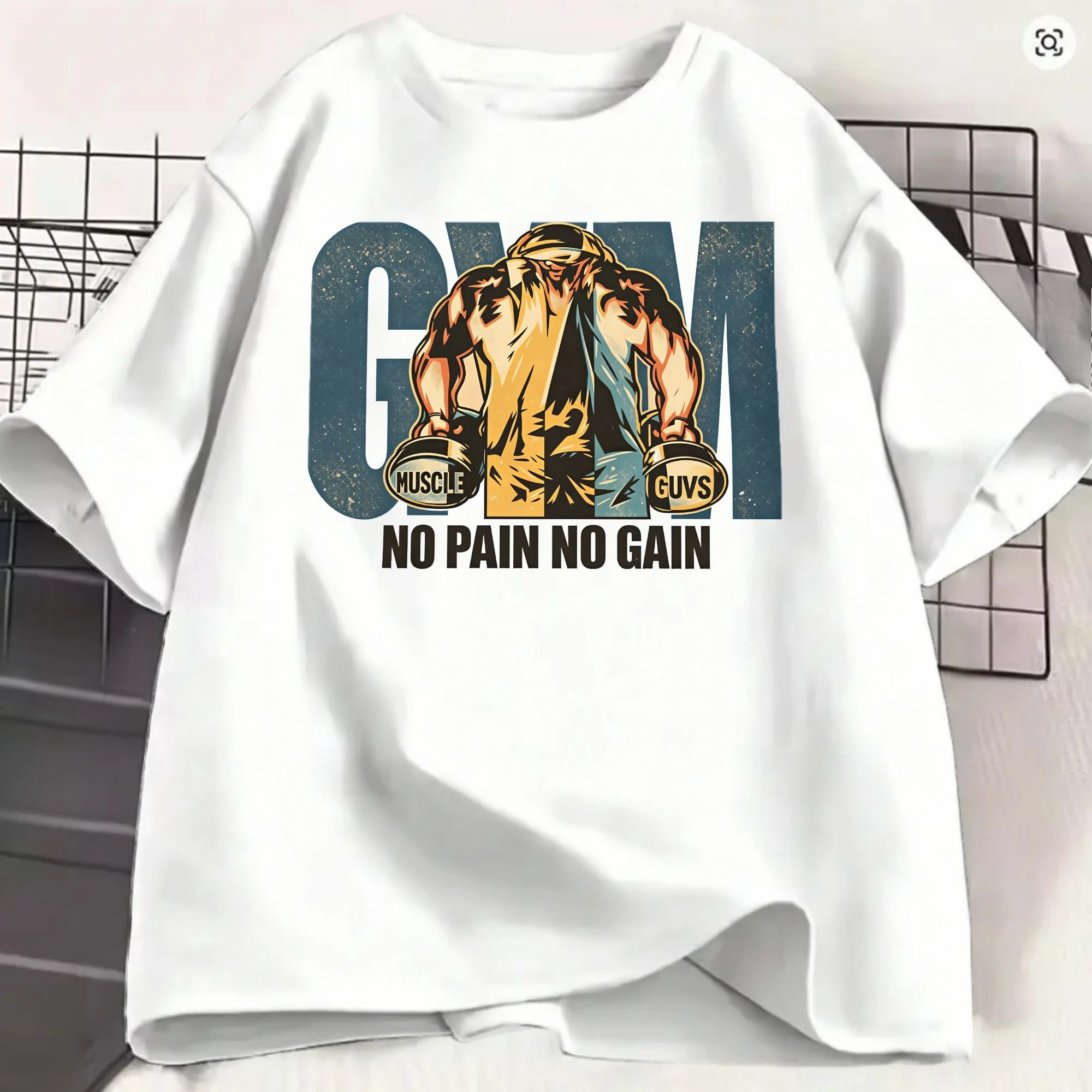 Men's T-Shirts Gym Bodybuilding Fitness Funny Pure Cotton Short Sleeve NO PAIN NO GAIN T Shirts O Neck Clothing 4XL 5XL 6XL