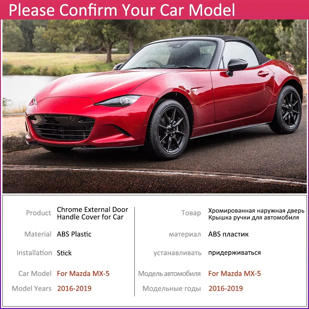 For Mazda MX-5 MX 5 MX5 ND Roadster 2016 2017 2018 2019 Carbon Fiber Door Handles Cover Trim Set Protective Sticker Accessories