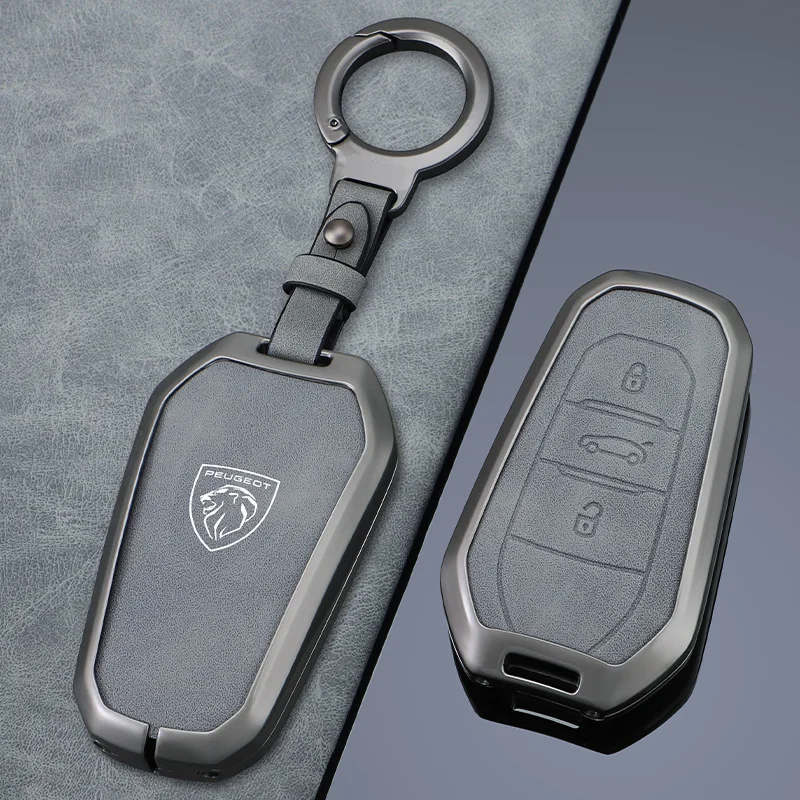 Zine Alloy Car Key Case Full Cover Shell Holder Protection For Peugeot 2008 3008 4008 5008 308 408 508 Auto Key Bag Accessories