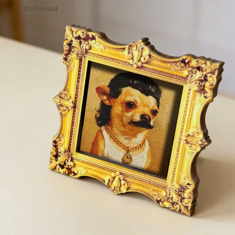 Retro Framed Chihuahua Art Magnet, Quirky Dog Portrait Decor for Fridge, Cabinet, Locker, and Pet Lover Present
