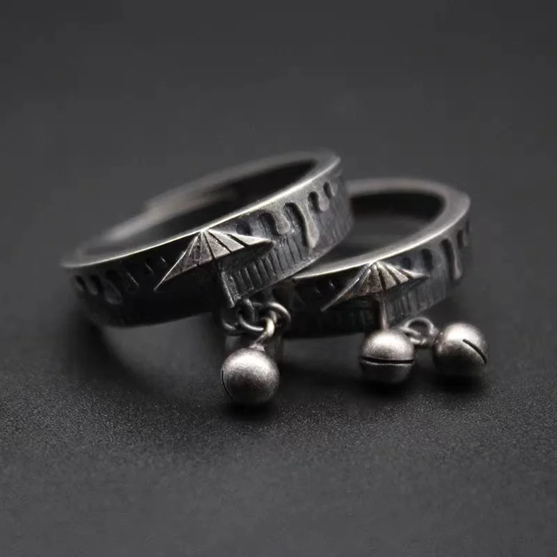 Retro Couple Ring For Men Women Jewelry Adjustable Personality Bell Umbrella Design Ring Male Valentine's Day Gift For Lover