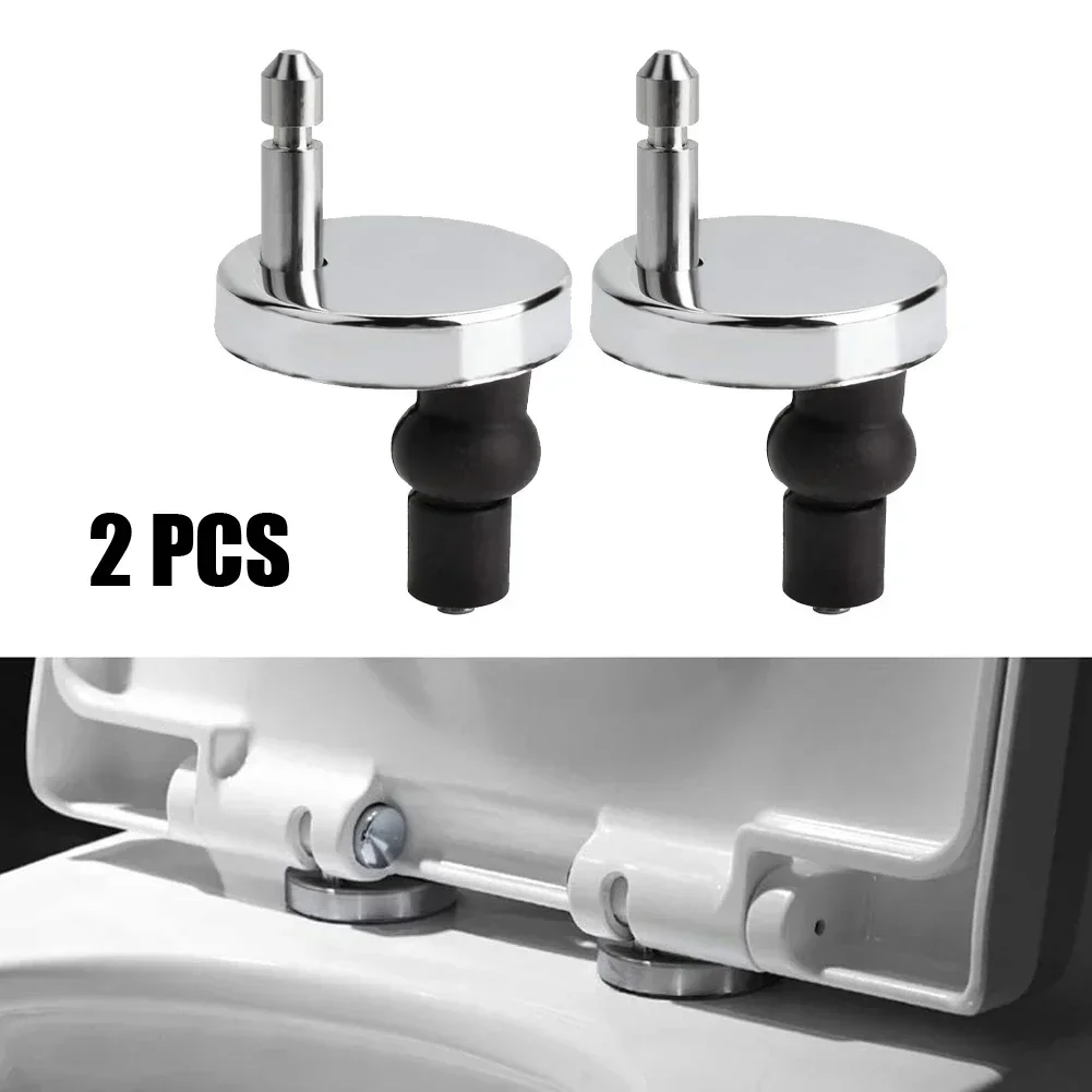 2x Toilet Seat Hinges Fitting Strong Top Close Accessories Black & Silver Heavy Duty Release Quick Replacement