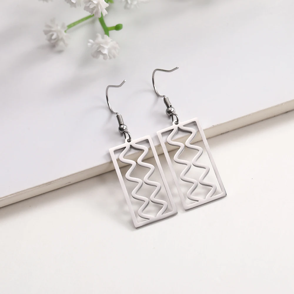 الحد الأدنى هندسية مربع بار قطرة استرخى أقراط للنساء الفولاذ المقاوم للصدأ الذهب اللون الموضة الحديثة القرط مجوهرات نسائية #5