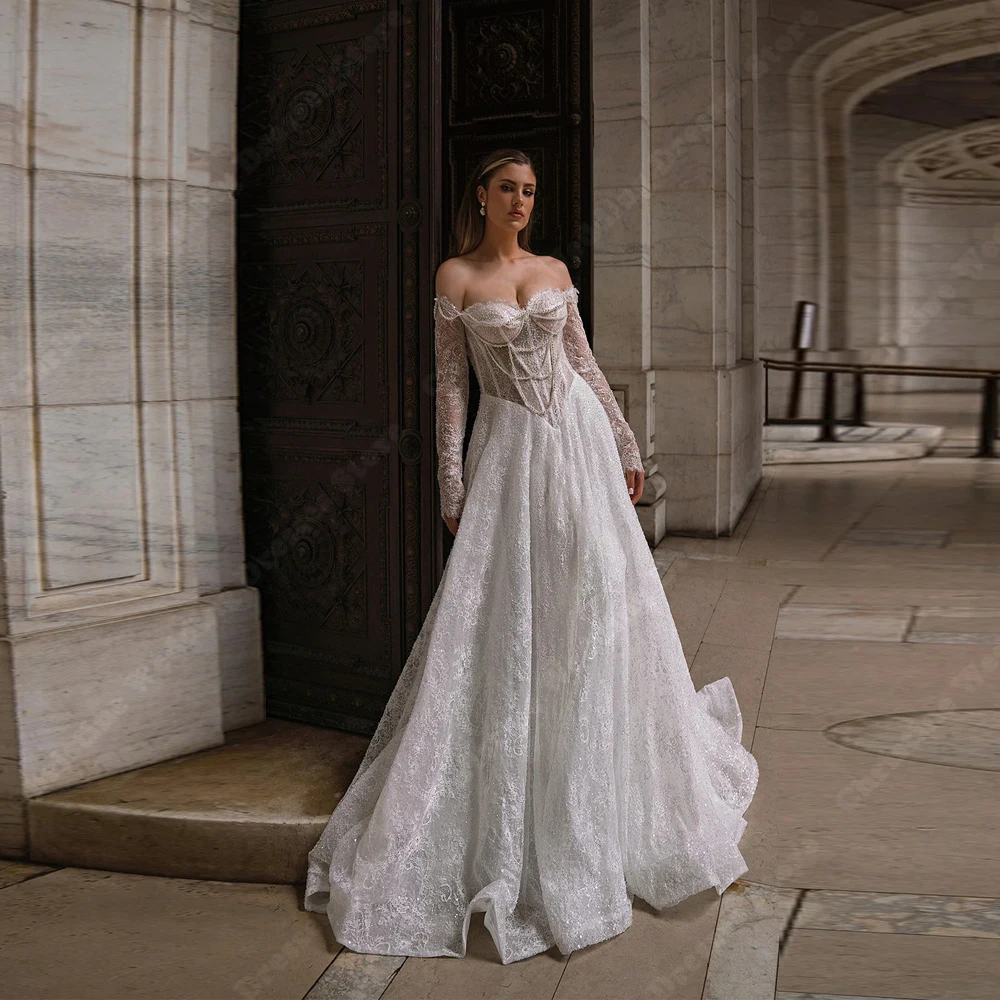 Sexy renda sem mangas vestidos de casamento feminino elegante sem costas a linha tule vestido de noiva princesa banquete novia personalizado