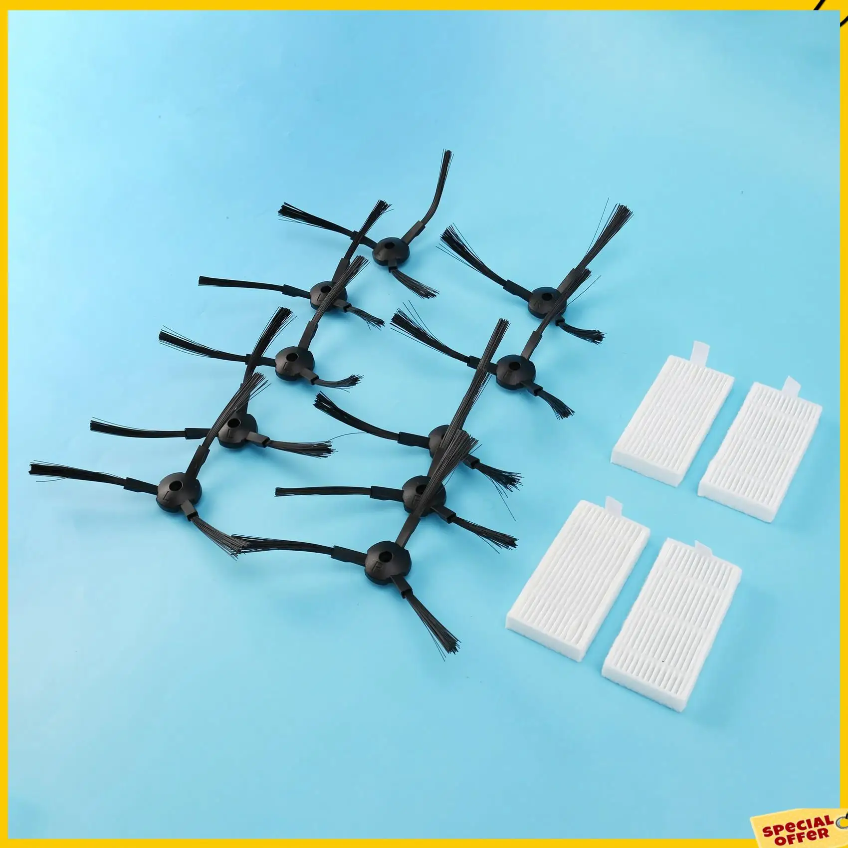 A24P 20Pcs Side Brush+8Pcs Filter Hepa For Ariete Briciola 2711 2712 2713 2717 ROBOT HOFER Cleaner Parts Accessories