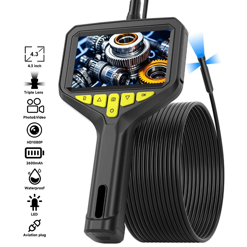 

Handheld Endoscope 4.3''Screen AutoFocus Camera HD1080P Single Dual Triple Car Inspection Borescope Removable Battery Take Photo