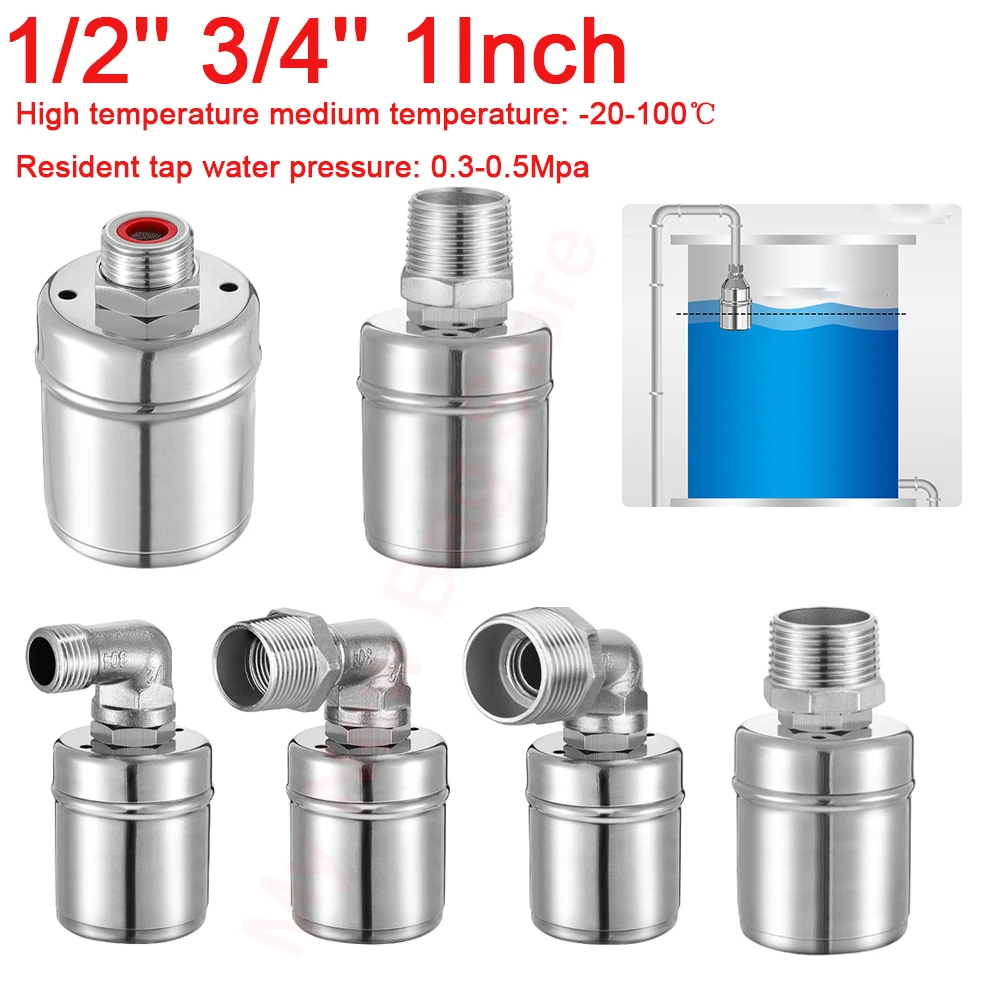 1/2 3/4 1Inch Stainless Steel Floating Ball Valve Float for Water Tank Automatic Water Level controller for Tank Home Improvemen